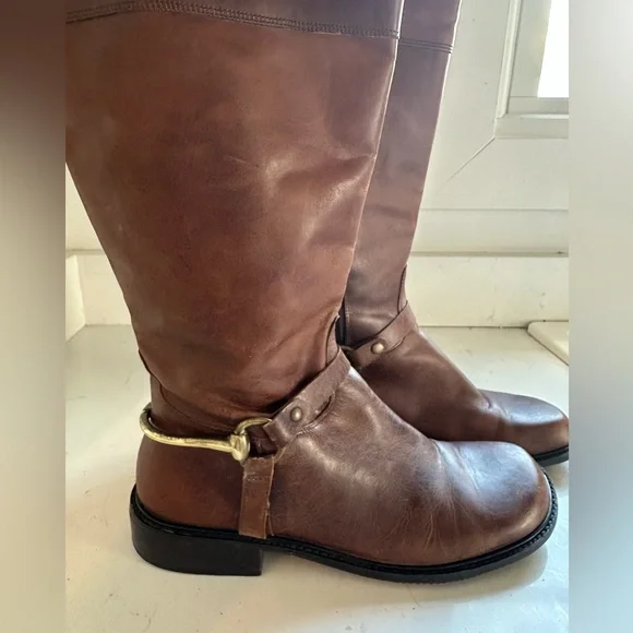 Matisse Lariat Saddle‎ Brown Leather Riding Boots with copper accents. Sz 9.5 - Picture 4 of 15
